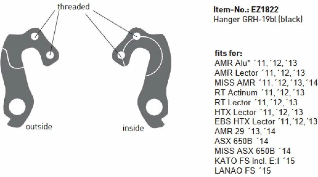 GHOST BIKES Ghost Patte De Dérailleur GRH-19bl Noir 3 GHOST BIKES Ghost Patte De Dérailleur GRH-19bl Noir